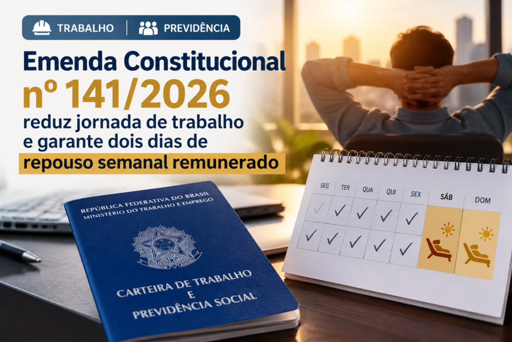 Fim da escala 6×1 é promulgado: Emenda Constitucional nº 141/2026 estabelece jornada 5×2 e garante dois dias de repouso semanal remunerado