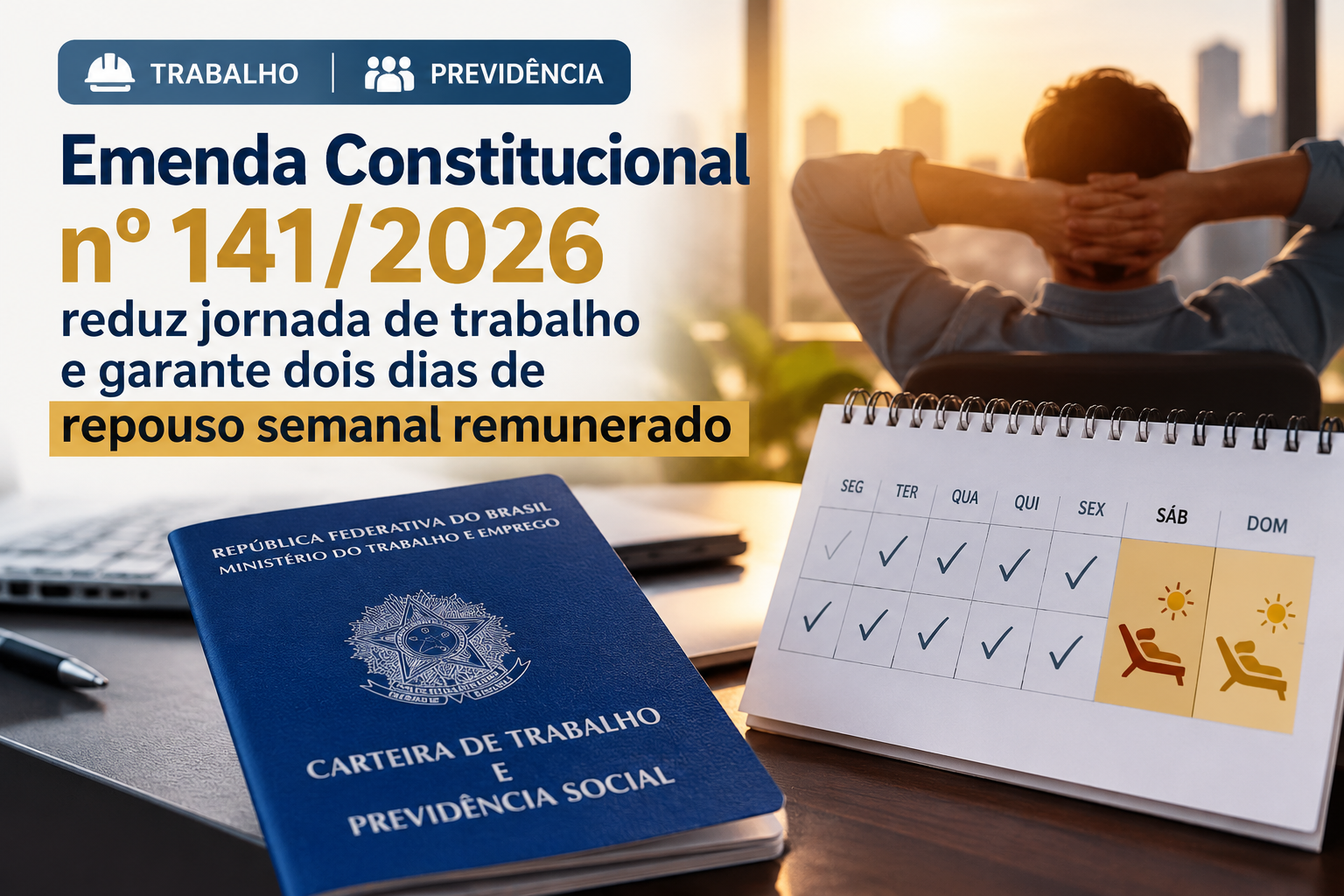 Fim da escala 6×1 é promulgado: Emenda Constitucional nº 141/2026 estabelece jornada 5×2 e garante dois dias de repouso semanal remunerado